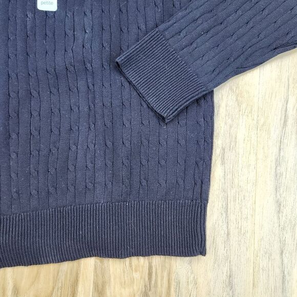 🔺️NWT Kim Rogers Black Cable Knit Perfectly Soft Sweater Petite Large - Picture 7 of 11